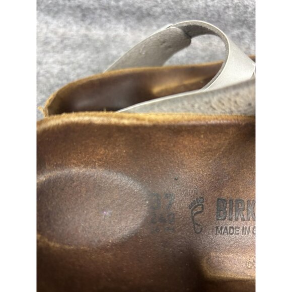 Birkenstock Sandals Shoes Womens Size 37/6 Silver Gizeh Thong Cork - Picture 5 of 8